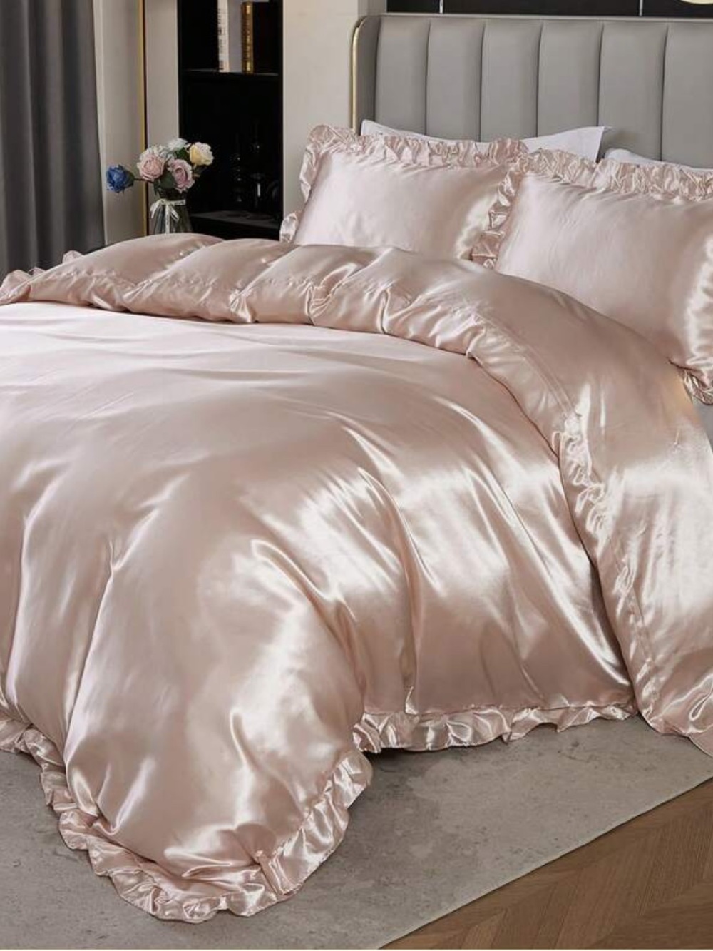 Champagne Satiny Bedding Set